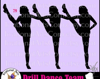 Drill Dance Team Silhouettes pose 79 - with 1 EPS & SVG Vinyl Ready files and 1 PNG Digital Files and Small Commercial License