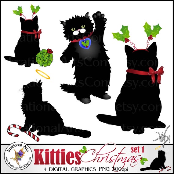 INSTANT DOWNLOAD Kitties Christmas Set 1 With 4 Digital | Etsy