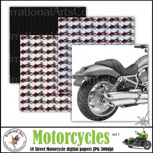 INSTANT DOWNLOAD Street Motorcycles set 1 digital paper motorcycle tire tread sheet metal and 14 FREE papers image 4