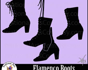 Flamenco Boots - with 3 EPS and SVG Vinyl Ready File and 3 PNG file Folklorico Jalisco dance and Small Commercial License (Instant Download)