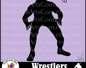 Wrestlers Silhouettes Pose 10 - with 1 EPS & 1 SVG vector files and 1 PNG digital clipart graphic  and scl wrestling {Instant Download}