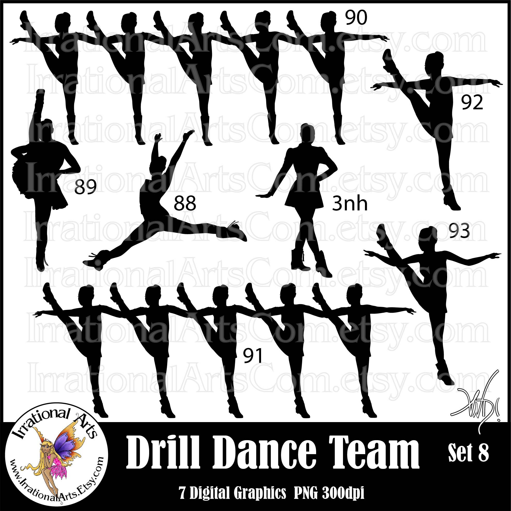 Drill Dance Team Silhouettes Set 8 With 7 PNG Digital Etsy