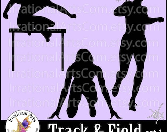 Track & Field set 1 Silhouettes - Vinyl Ready Images digital clipart graphics - with 3 EPS, 3 SVG, 3 PNG  hurdles running (Instant Download)