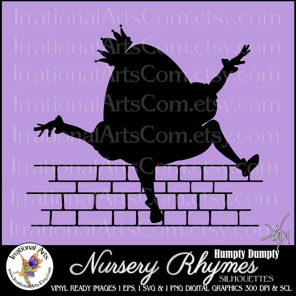 Humpty Dumpty Silhouette 1 -  with 1 EPS & SVG 1 Vector Vinyl Ready Images and PNG Digital Files and Scl Nursery Rhymes (Instant  Download)
