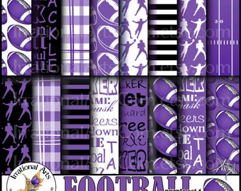 INSTANT DOWNLOAD Football Purple set 1 Digital Scrapbooking 16 jpg files 300dpi