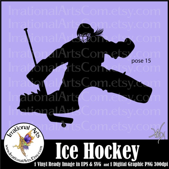Hockey Goalie Girl Silhouettes pose 15 - with 1 EPS & SVG vector vinyl ready images + 1 PNG digital clipart graphic scl {Instant Download}