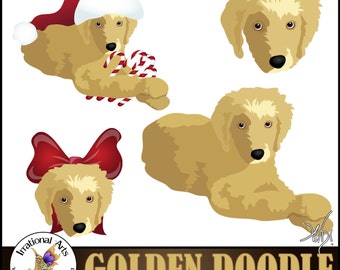 Golden Doodle set 1 INSTANT DOWNLOAD clipart Graphics 4 graphics Christmas Golden Doodle