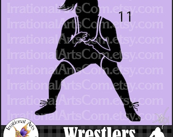 Wrestlers Silhouettes Pose 11 - with 1 EPS & 1 SVG vector files and 1 PNG digital clipart graphic  and scl wrestling {Instant Download}