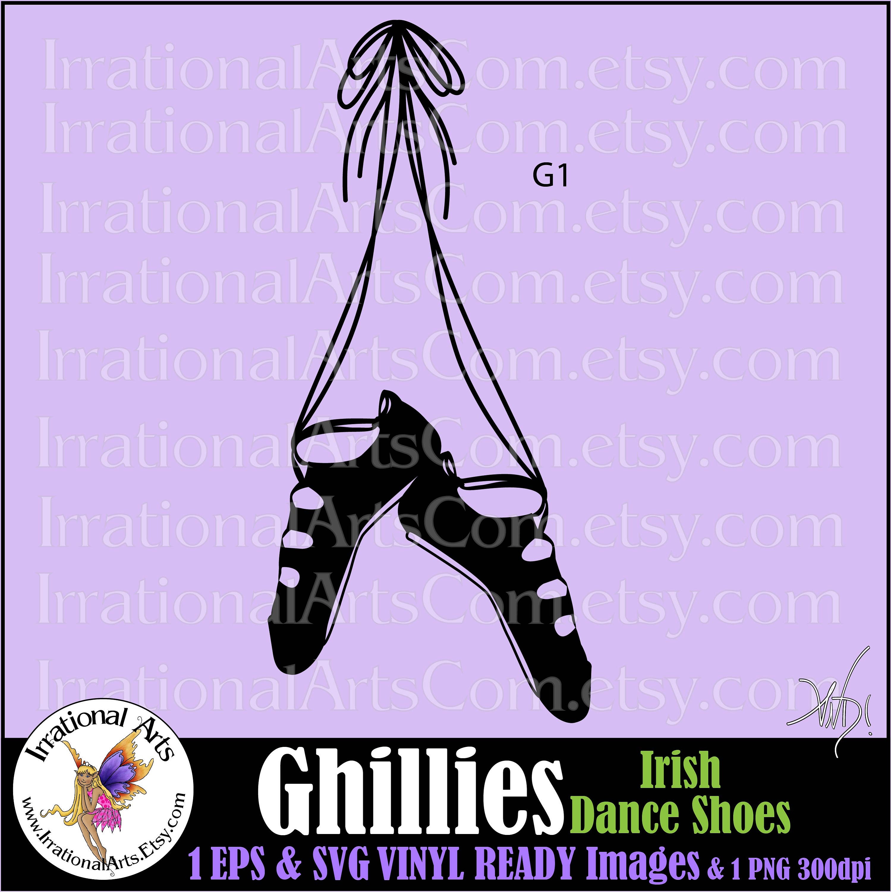 Ghillies Irish Dance Shoes Silhouettes Pose G1 With 1 EPS & - Etsy Australia