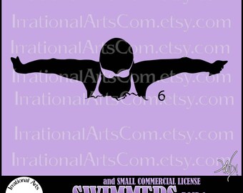 Swimmers Silhouettes Pose 6 - with 1 EPS & SVG Vinyl Ready Images and 1 PNG digital clipart + Small Commercial License [Instant Download]