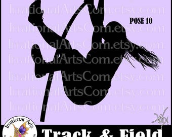 Pole Vault Track and Field Pose 10 Silhouette - Vinyl Ready Image digital clipart graphic - with 1 EPS 1 SVG & 1 PNG (Instant Download)