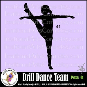 Drill Dance Team Silhouettes Pose 41 - met 1 EPS & SVG Vinyl Ready bestanden en 1 PNG digitale file en commerciële licentie