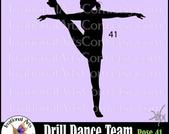 Drill Dance Team Silhouettes Pose 41 - with 1 EPS & SVG Vinyl Ready files and 1 PNG digital file and commercial license