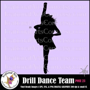 Drill Dance Team Silhouetten Pose 23 - 1 EPS & SVG Vinyl-bereite Dateien und 1 digitale PNG-Datei und kommerzielle Lizenz [Instant Download]