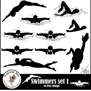 Combinaison de silhouettes de nageuses 1 - 10 png graphiques clipart graphiques [TÉLÉCHARGEMENT INSTANTANÉ]
