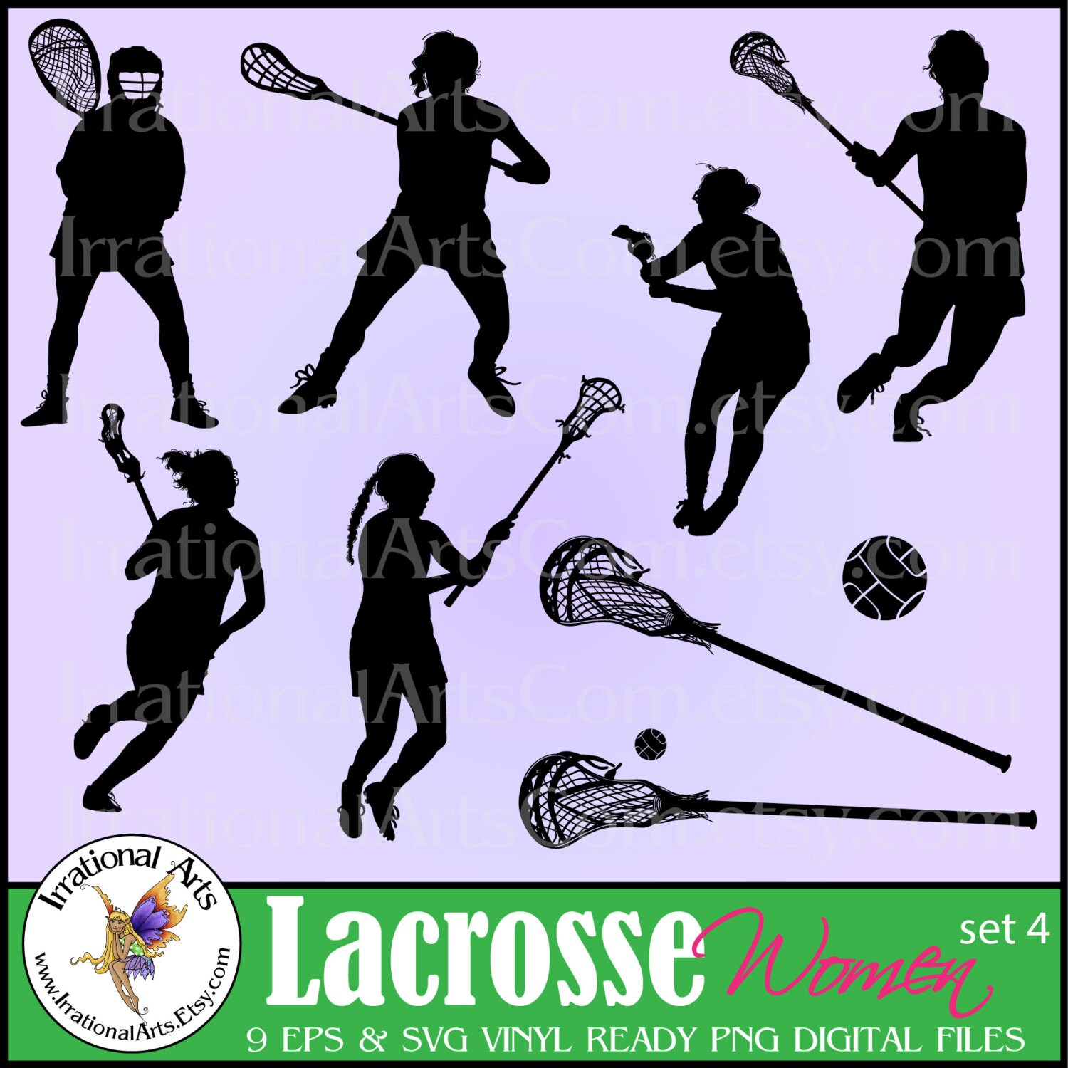 Lacrosse Players Set 4 Women With 9 EPS & SVG Vinyl Ready Etsy