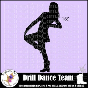 Drill Dance Team Silhouettes Pose 169 - 1 EPS & SVG Vinyl Ready Dateien und 1 PNG digitale Datei und kommerzielle Lizenz [Instant Download]