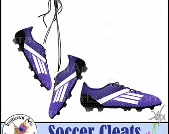 Soccer Cleats Purple  - with 2 PNG digital clipart graphics full color (Instant Download)