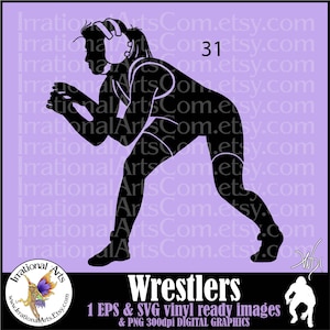 Wrestlers Silhouettes Female Pose 31 - con 1 EPS y 1 SVG archivos vectoriales y 1 PNG gráfico clipart digital y lucha libre scl {Instant Download}