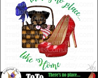 Toto There's nowhere like Home - 2 JPG & 2 PNG digital clipart graphics Red Slippers Ruby Shoes Toto in basket {Instant Download}