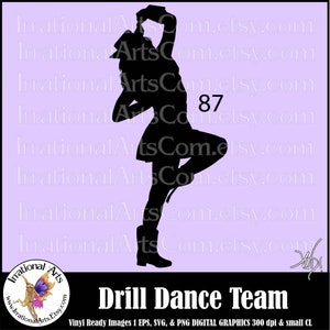 Drill Dance Team Silhouettes Pose 87 - met 1 EPS & SVG Vinyl Ready-bestanden en 1 PNG digitaal bestand en commerciële licentie