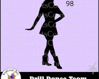 Drill Dance Team Silhouettes Pose 98 - with 1 EPS & SVG Vinyl Ready files and 1 PNG digital file and commercial license