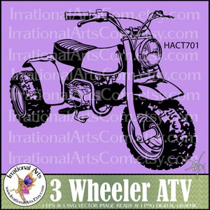 ATV Fuoristrada HATC701 - con 1 EPS & 1 SVG Vinyl Ready Image e 1 Png clipart File grafici digitali 3 ruote (Download istantaneo)