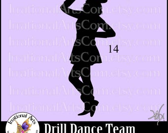 Drill Dance Team Silhouettes Pose 14 - 1 EPS & SVG Vinyl Ready files and 1 PNG digital file and commercial license