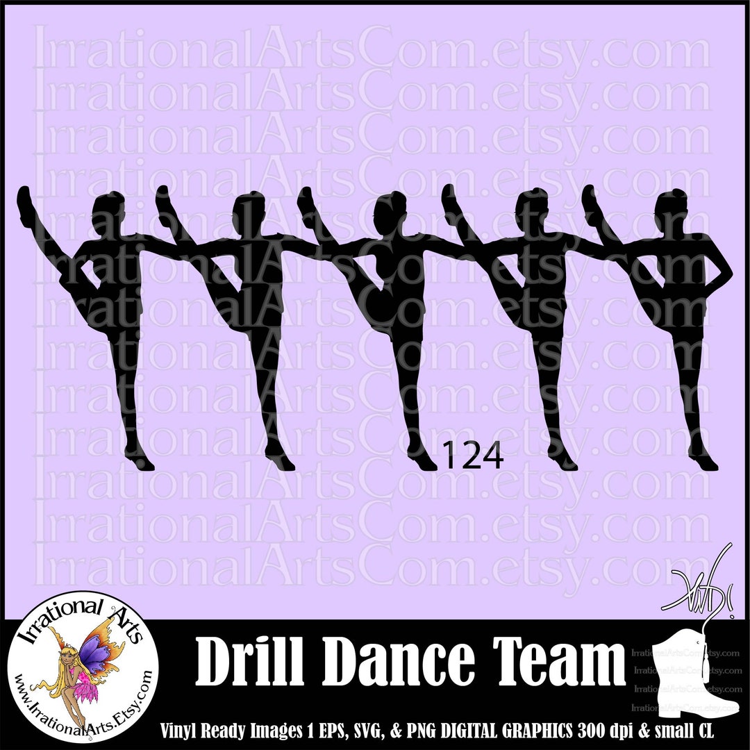 Drill Dance Team Silhouettes Pose 124 With 1 EPS & SVG Vinyl Ready