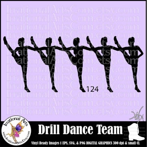Drill Dance Team Silhouettes Pose 124 - with 1 EPS & SVG Vinyl Ready files and 1 PNG digital file  scl [Instant Download]