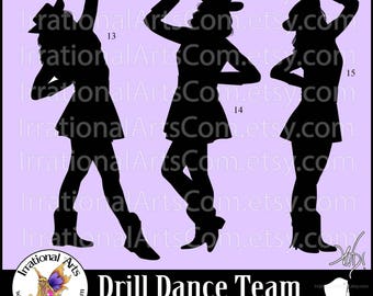 Drill Dance Team Silhouettes set 5 - with 3 EPS & SVG Vinyl Ready files and 3 PNG Digital Files and Small Commercial License