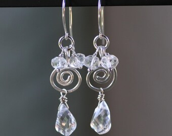 Galla Placidia - Clear crystal with sterling silver spirals