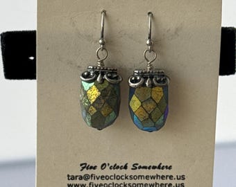 Stormy Skies - Mystic Labradorite and Sterling Silver Earrings, High Flash Faceted Drop Earrings