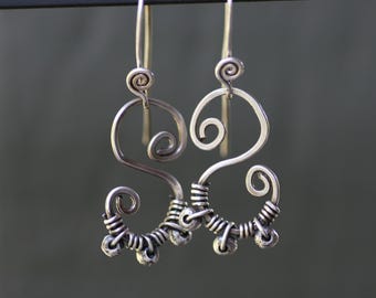 Swirls - Sterling Silver wire wrapped earrings - Five O'clock Somewhere