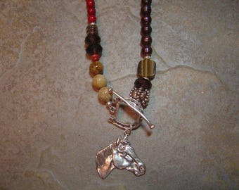 Brown Pearl Horse Head Necklace - Five O'clock Somewhere Equestrian Jewelry