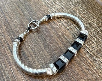 Black Magic Bracelet - Swarovski Crystals & Sterling Silver