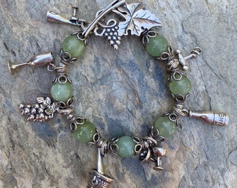 Serpentine Wine Charm Bracelet - Five O'clock Somewhere