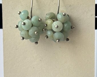 Sea Spray Earrings - Handmade Amazonite Cluster Earrings in Sterling Silver - Blue Green Gemstone Drops