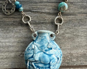 Faith Hope Love Equestrian Necklace