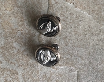 Vintage screw back equestrian horse earrings