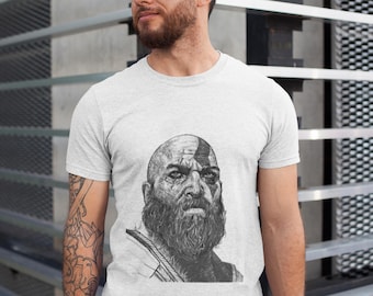 Viking Warrior-T-shirt: handgetekende T-shirt met Noorse mythologieschets