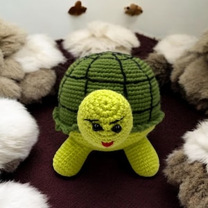 Crochet Turtle Toy: Handmade Stuffed Plush, Green Nursery Decor