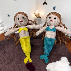 Handmade Crochet Mermaid Doll Set: Amigurumi Plush Toys, Nursery Decor
