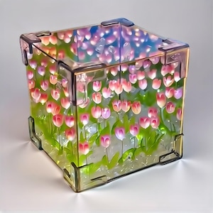 DIY Tulip Flower LED Night Light: 3D Illusion Desktop Art
