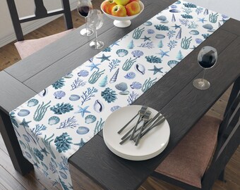 Coastal Beach Table Runner, Ocean Design, Nautical Table Decor, Summer Dining, Coastal Home Decor, Beach-Themed Events