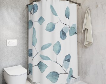 Elegant Eucalyptus Botanical Shower Curtain, Leafy Bathroom Decor, Minimalist Design, Nature-Inspired , Home Accessories, Serene Bathroom