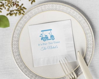 Golf Party Napkins, Custom Par-Tee Time Golf Cocktail Napkins, Wedding Reception Decor, Personalized Bar Accessories, Fun Golf Event Decor