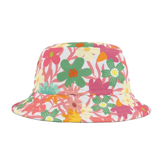 Boho Floral Bucket Hat, Wildflower Print, Spring Summer Hat  display picture 1