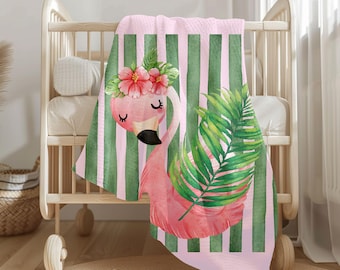 Flamingo Velveteen Plush Blanket, Tropical Decor