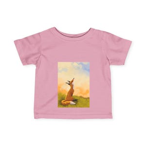 Baby Fox Infant Fine Jersey Tee, Red Fox Relaxing on Green Grass, Cute Animal Baby Shirt, Kids Fox Graphic Tee, Animal Lover Baby Clothes,